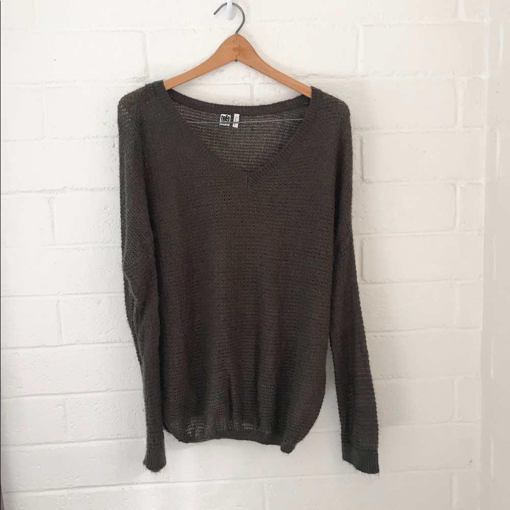 Free press comfy sweater grey/green